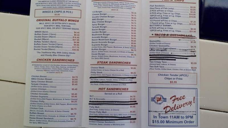 Original Buffalo Wings Restaurant - Petaluma, CA menu_pic