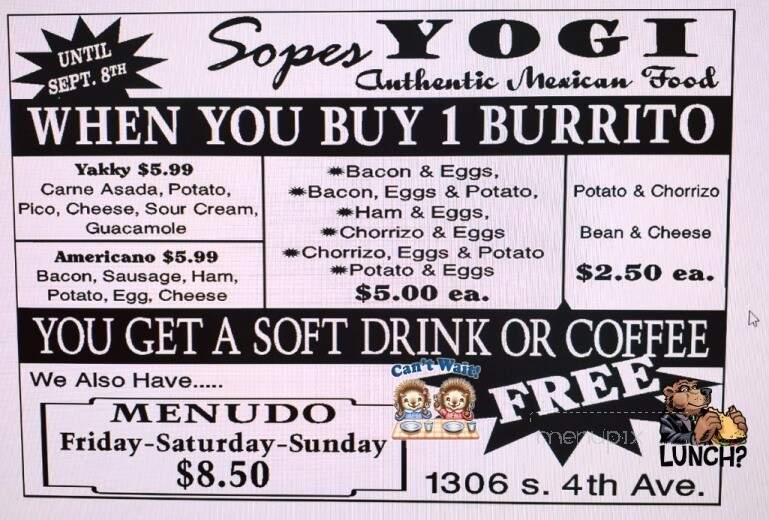 Sopes Yogi - Yuma, AZ menu_pic