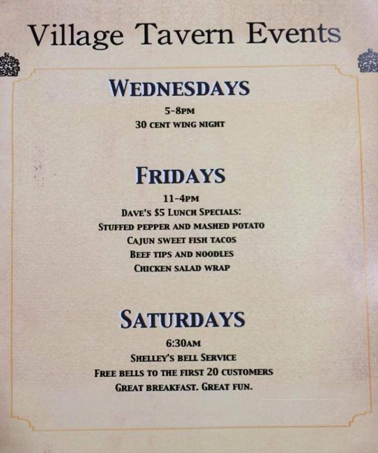 Village Tavern - Mantua, OH menu_pic