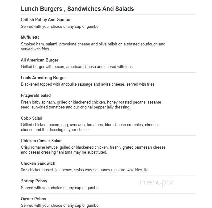 Bourbon Street Cafe - Boston, MA menu_pic