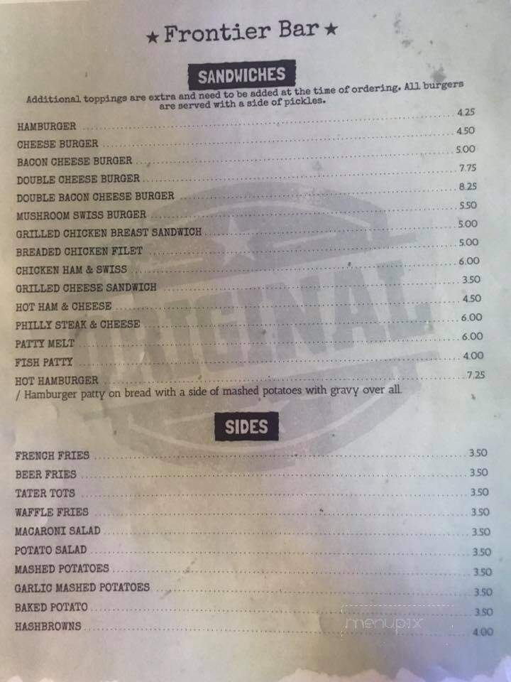 Frontier Bar - Colome, SD menu_pic