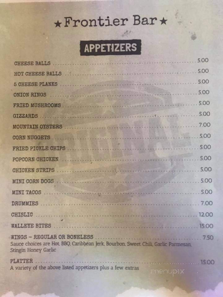 Frontier Bar - Colome, SD menu_pic