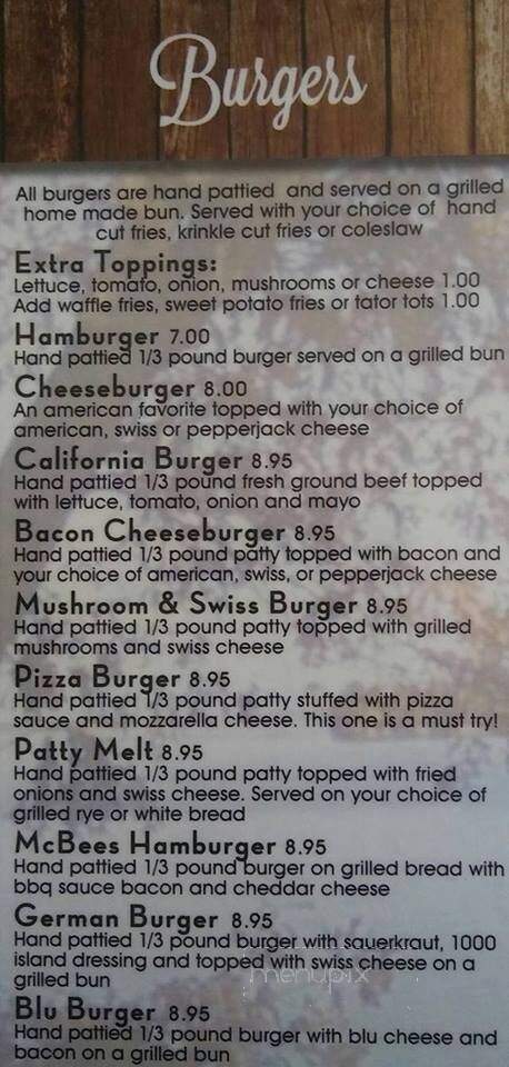 Mc Bee's Saloon & Eatery - Ogilvie, MN menu_pic