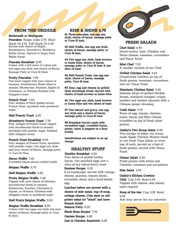 Gabby's Kitchen - Chino Valley, AZ menu_pic