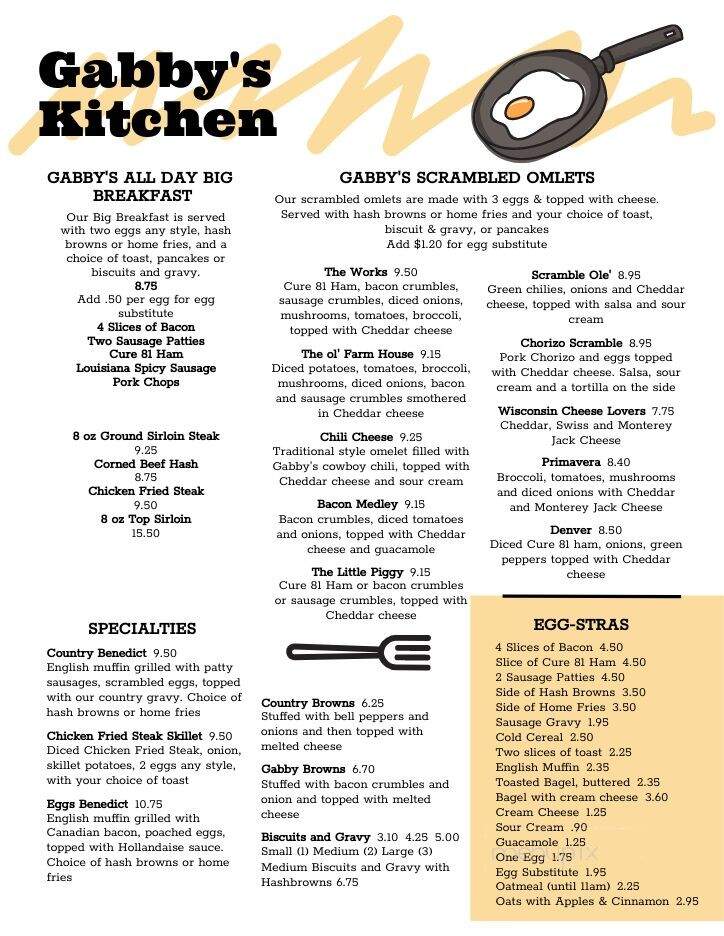 Gabby's Kitchen - Chino Valley, AZ menu_pic