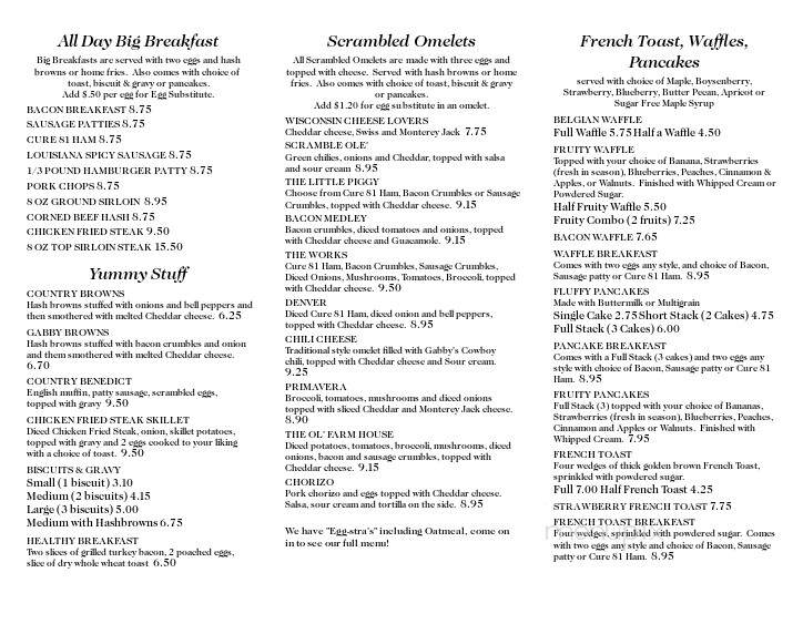 Gabby's Kitchen - Chino Valley, AZ menu_pic