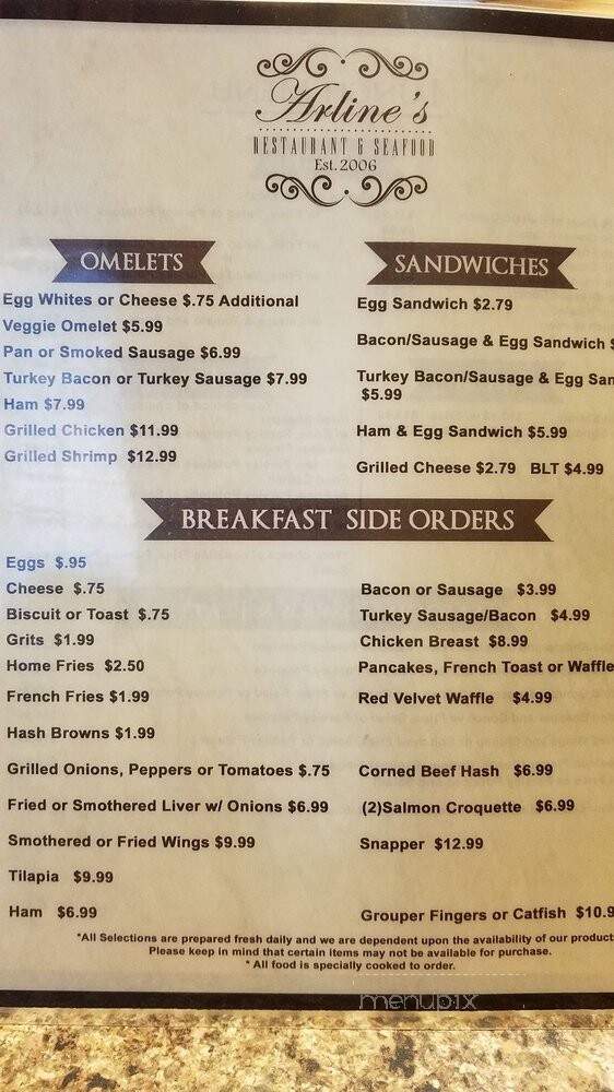Arline's Restaurant & Seafood - Miami Gardens, FL menu_pic