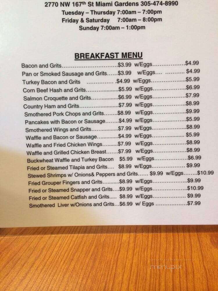 Arline's Restaurant & Seafood - Miami Gardens, FL menu_pic