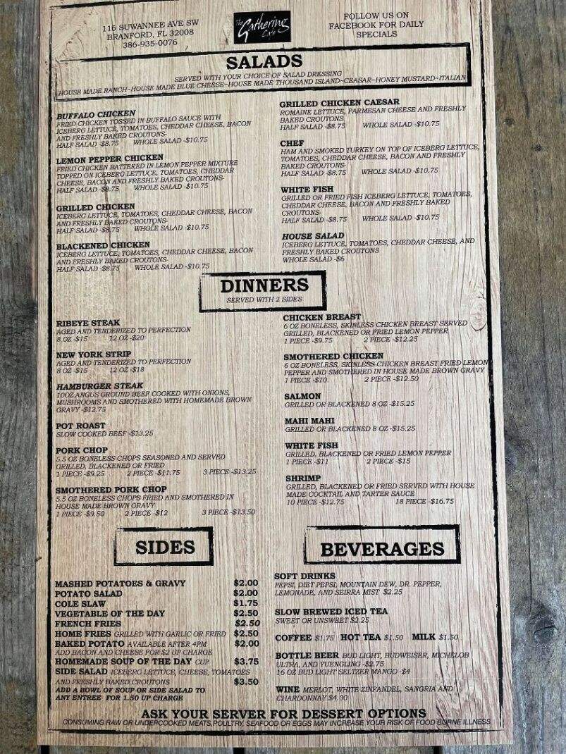 Gathering - Branford, FL menu_pic