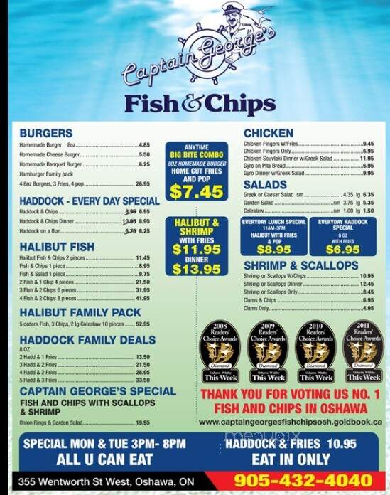 Captain George's Fish & Chips - Oshawa, ON menu_pic
