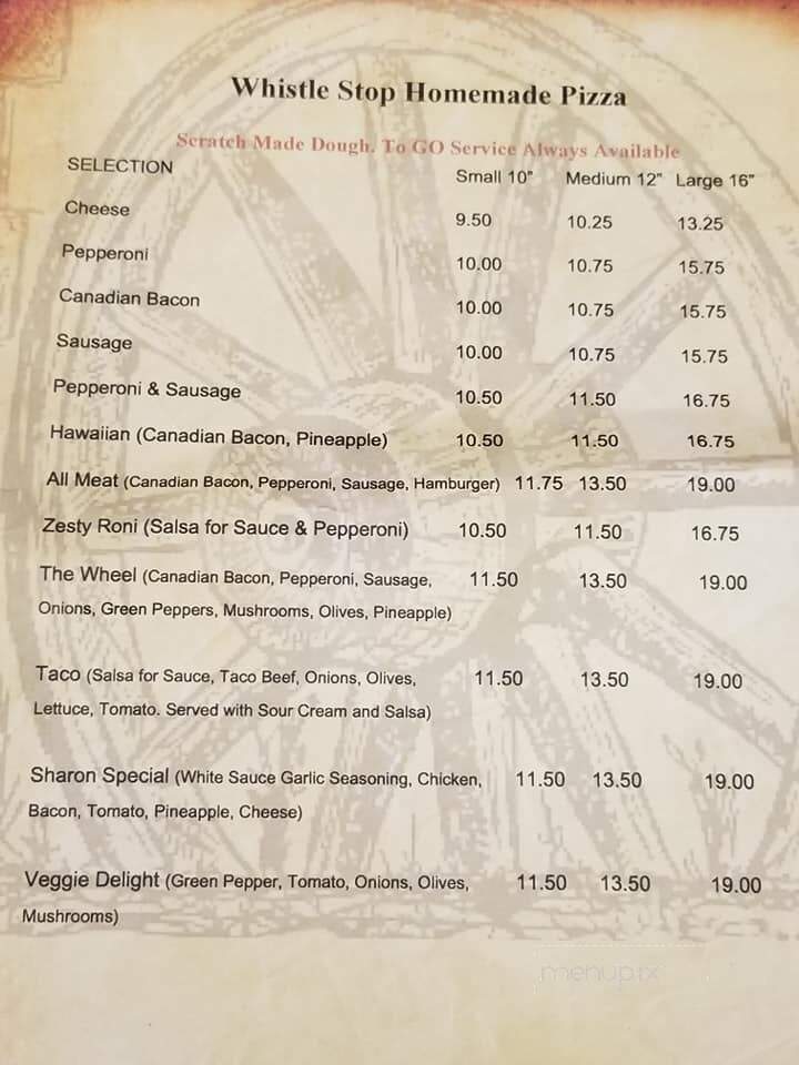 Whistle Stop - Cascade, ID menu_pic
