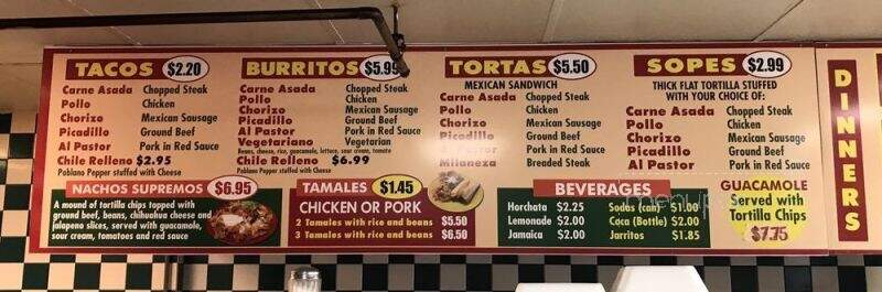 El Alegre Burrito - Westchester, IL menu_pic