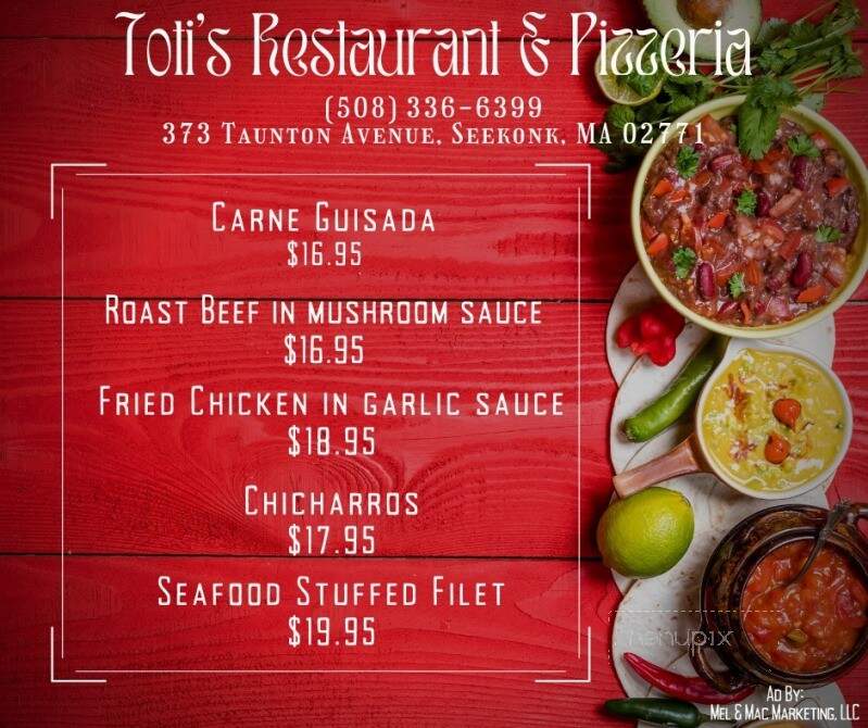 Toti's Grilled Pizzeria - Seekonk, MA menu_pic