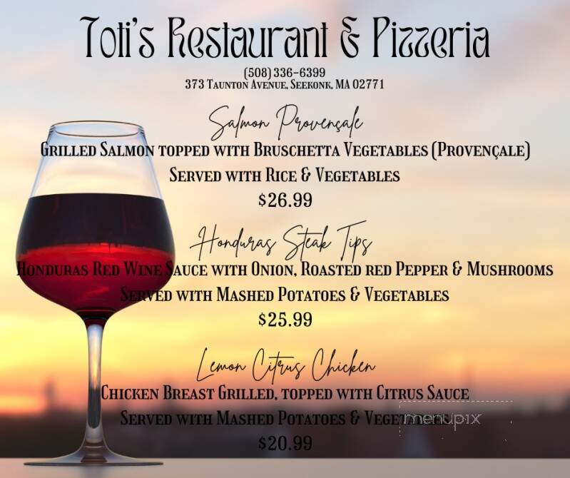 Toti's Grilled Pizzeria - Seekonk, MA menu_pic