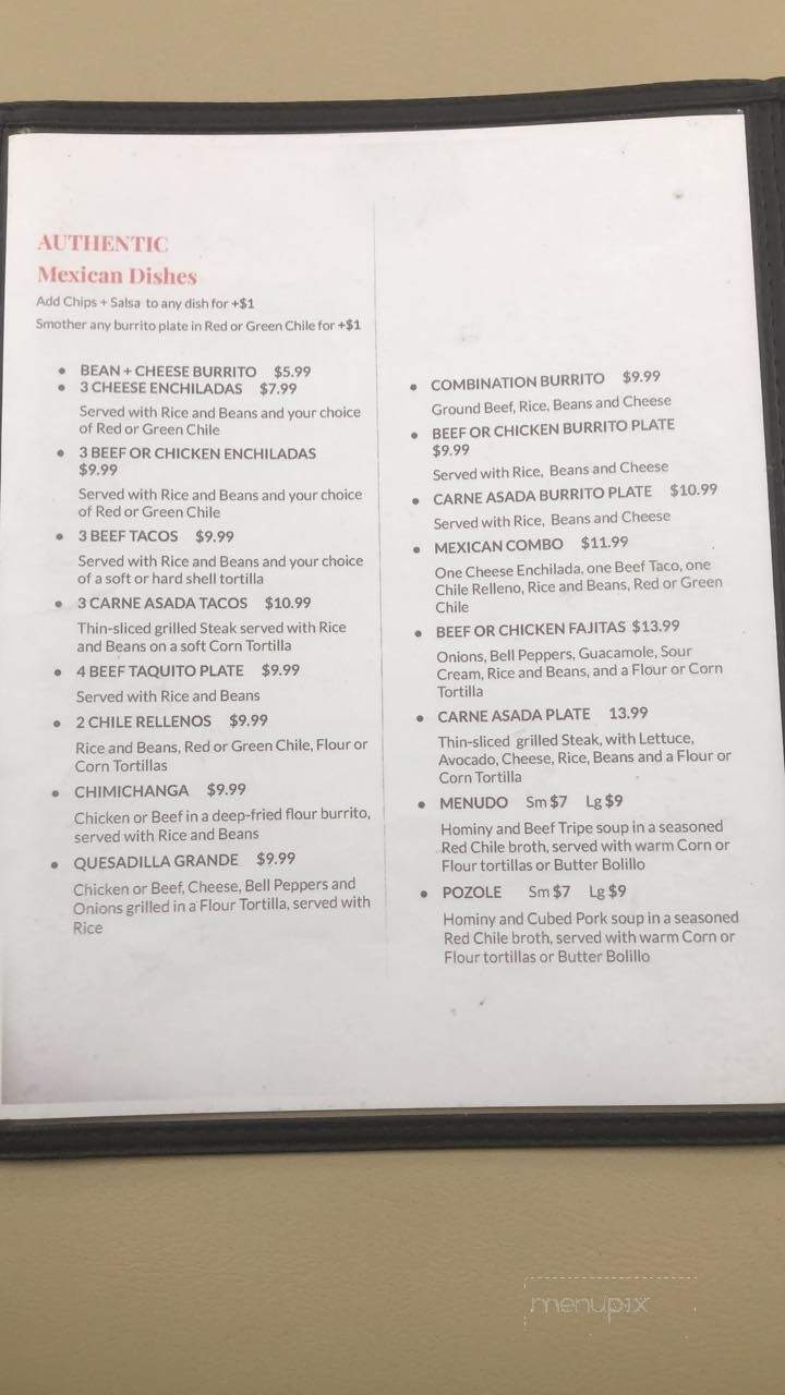Four Winds - Carrizozo, NM menu_pic