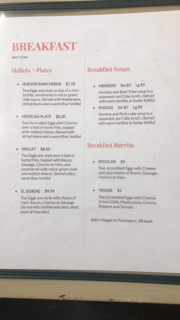 Four Winds - Carrizozo, NM menu_pic