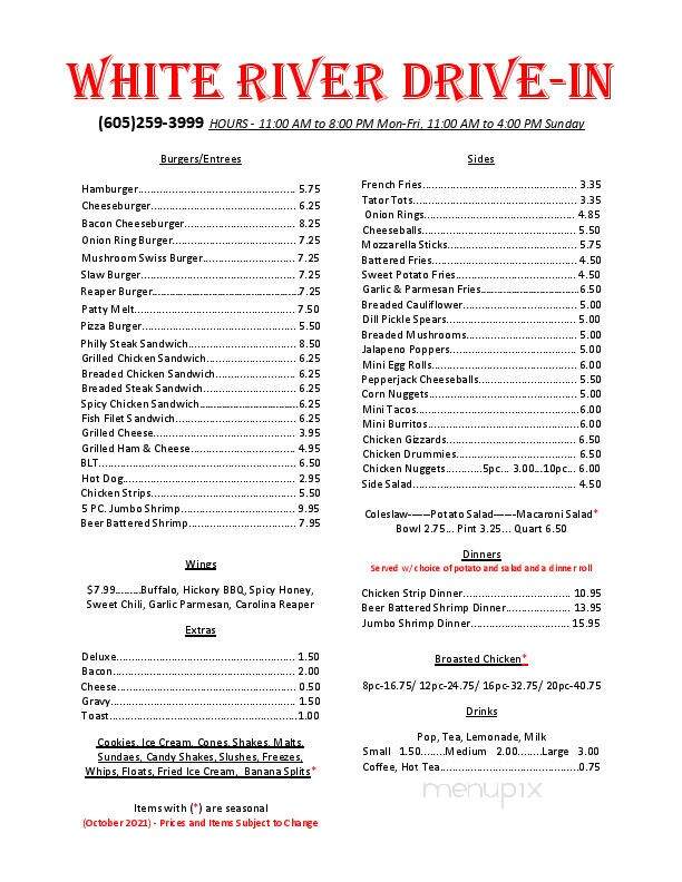 Drive Inn - White River, SD menu_pic