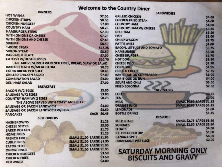 Country Diner - Cunningham, TN menu_pic