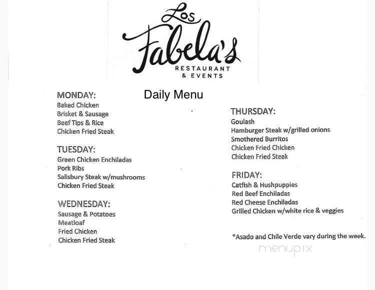 Fabela Restaurant - Odessa, TX menu_pic