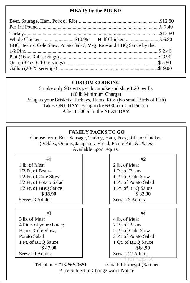Hickory Pit Bar-B-Q - Bellaire, TX menu_pic