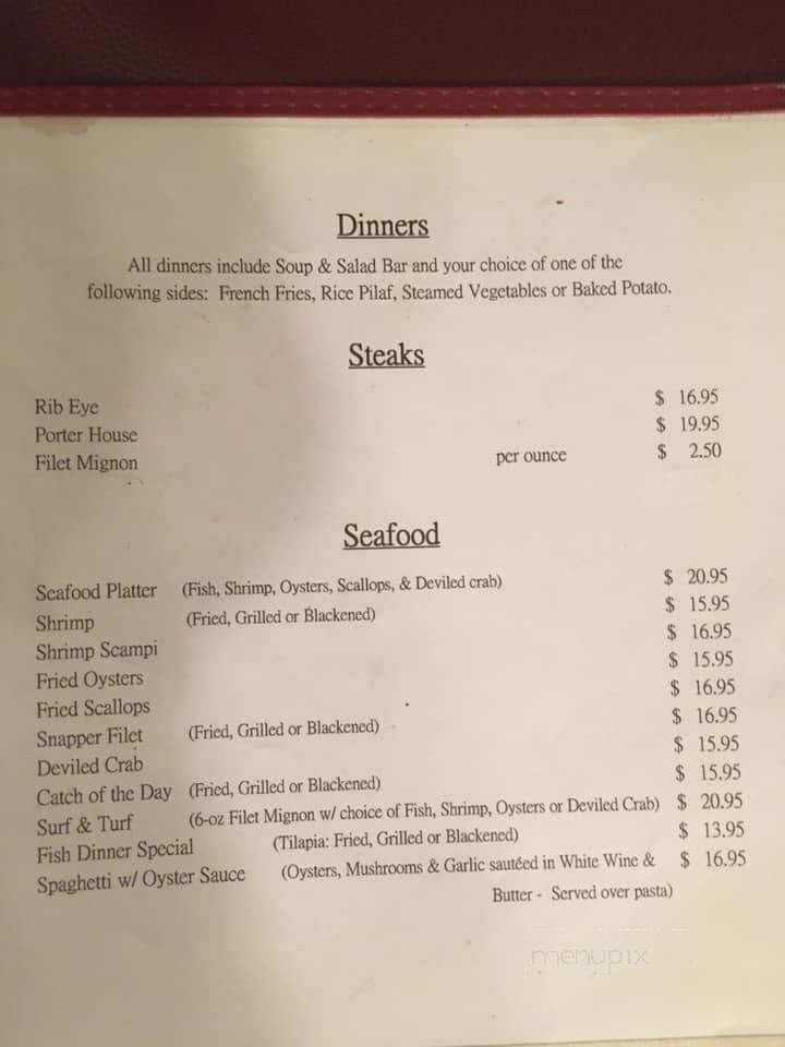 Windjammer - Port Mansfield, TX menu_pic