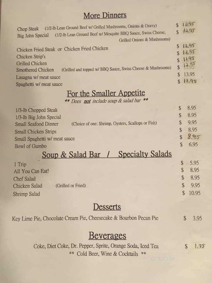 Windjammer - Port Mansfield, TX menu_pic