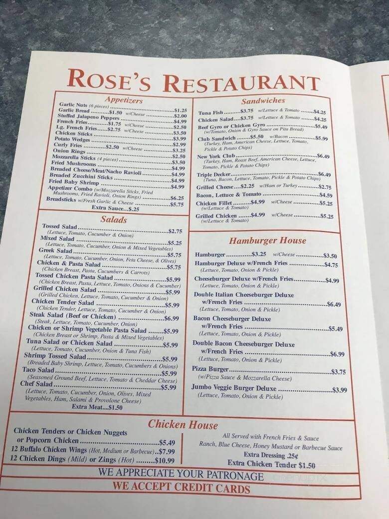 Rose Pizza - Boydton, VA menu_pic