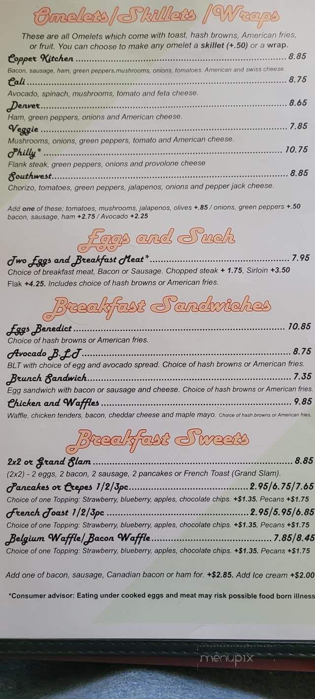 Copper Kitchen - Milwaukee, WI menu_pic