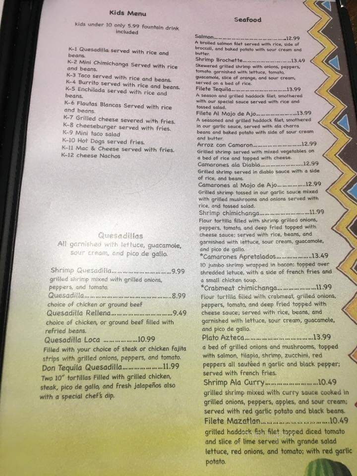 Don Tequila - Allegany, NY menu_pic
