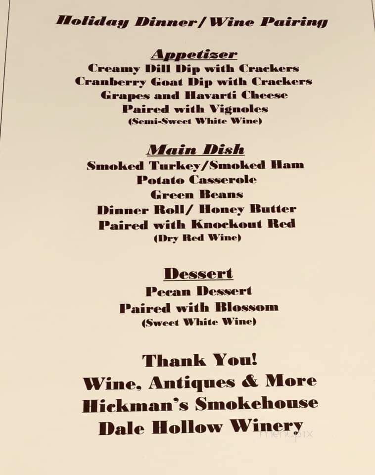 Hickman's Smokehouse - Cole Camp, MO menu_pic