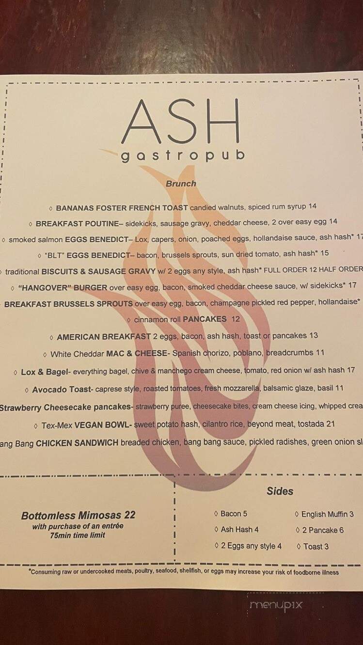 ASH Gastropub - Chicago, IL menu_pic