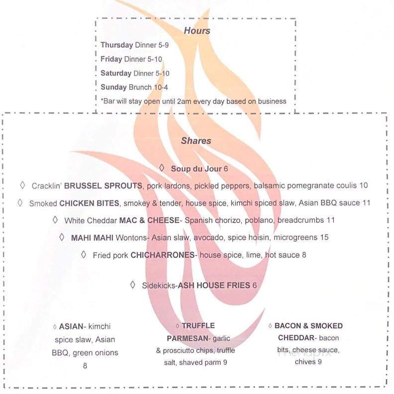 ASH Gastropub - Chicago, IL menu_pic