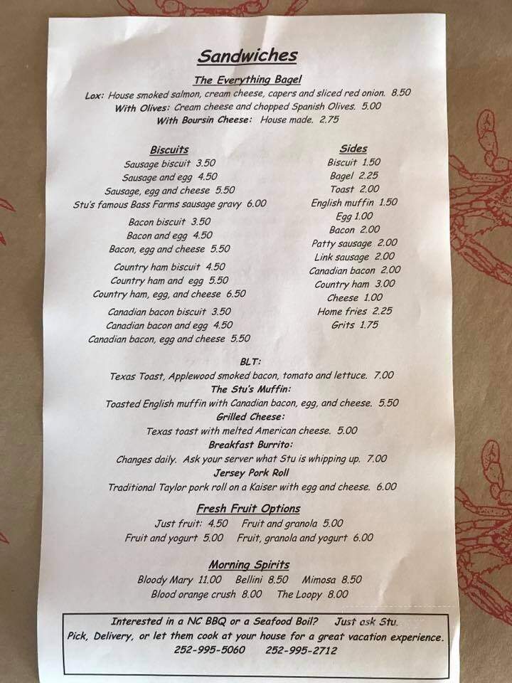 Stu's Food Truck - Avon, NC menu_pic