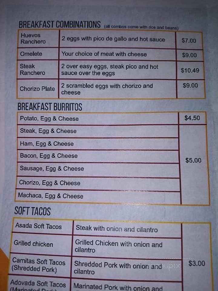 Barra Jalisco Restaurant - Miamisburg, OH menu_pic