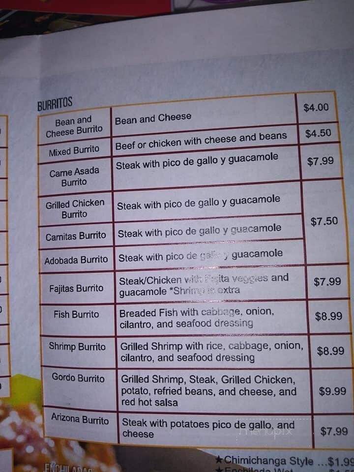 Barra Jalisco Restaurant - Miamisburg, OH menu_pic
