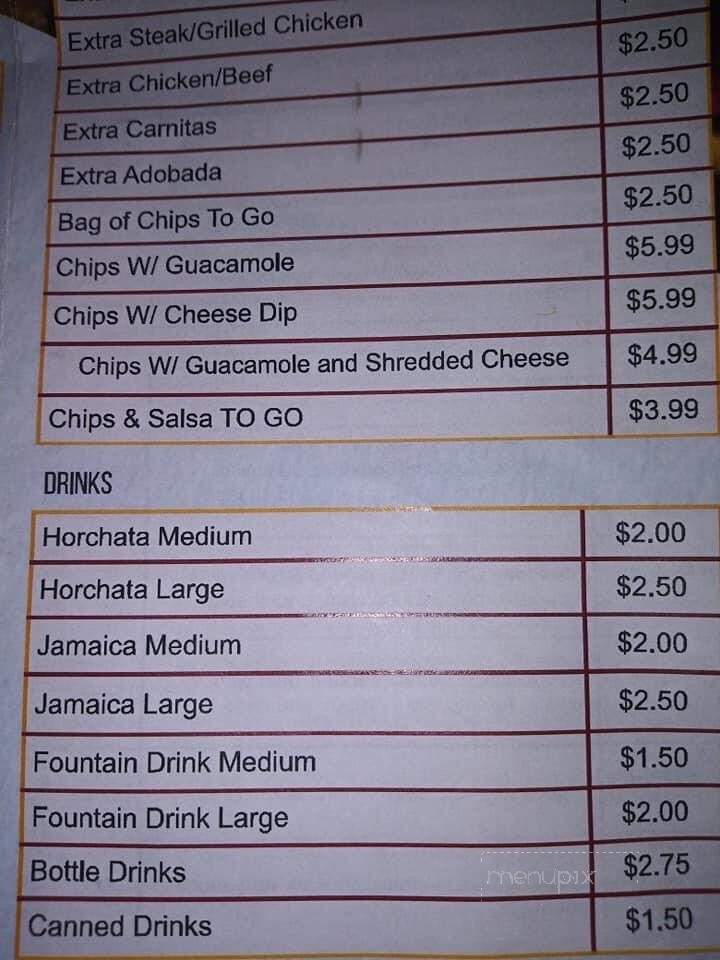 Barra Jalisco Restaurant - Miamisburg, OH menu_pic