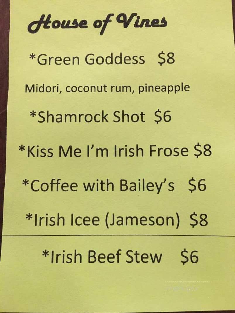 House of Vines - Dickson, TN menu_pic
