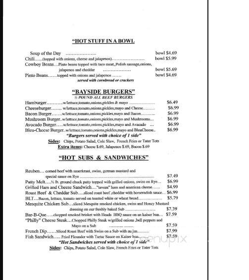 Bayside Cafe - Port Isabel, TX menu_pic
