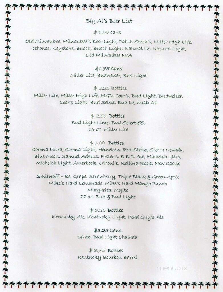big Al's Beeritaville - Louisville, KY menu_pic