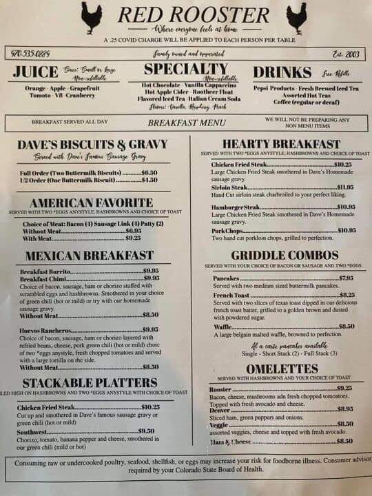 Red Rooster Restaurant - Longmont, CO menu_pic