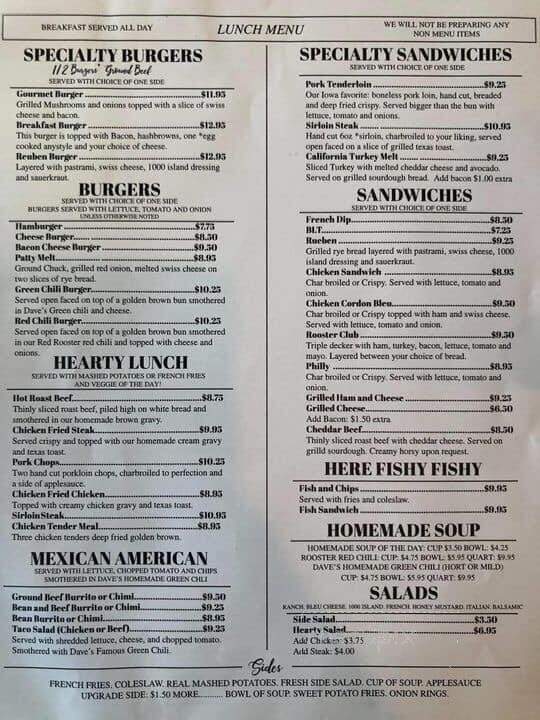 Red Rooster Restaurant - Longmont, CO menu_pic