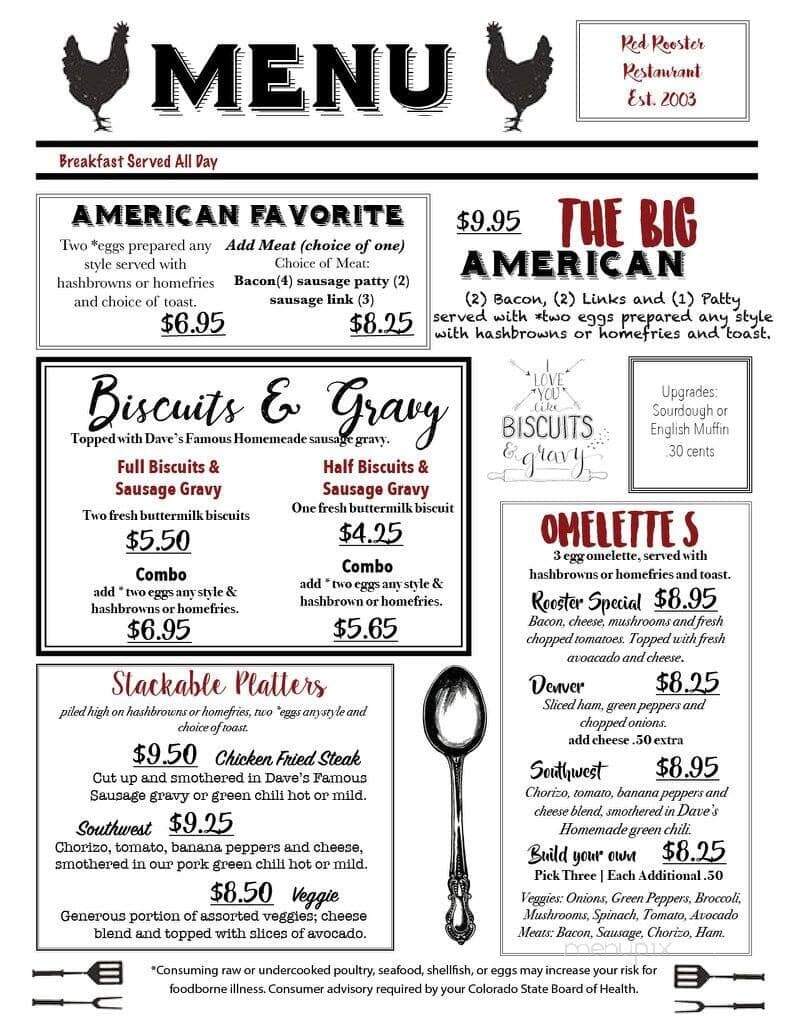 Red Rooster Restaurant - Longmont, CO menu_pic