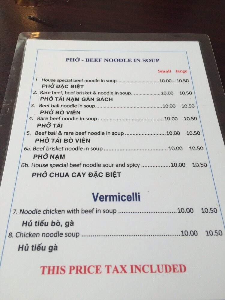 Pho Duy - Vancouver, BC menu_pic