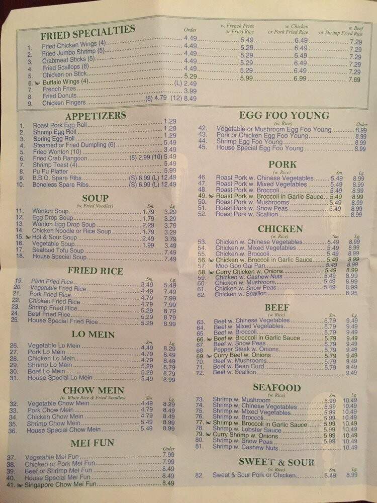 New China - Aberdeen, NC menu_pic