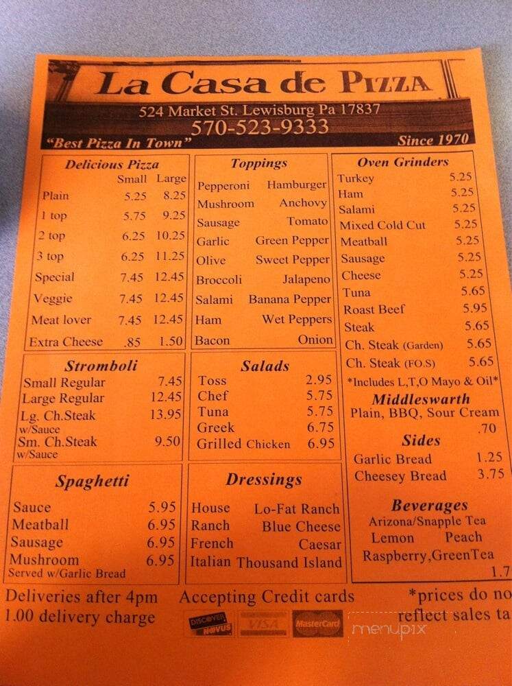 House Of Pizza - Lewisburg, PA menu_pic