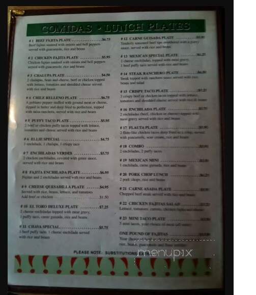 El Toro Mexican Food - Universal City, TX menu_pic