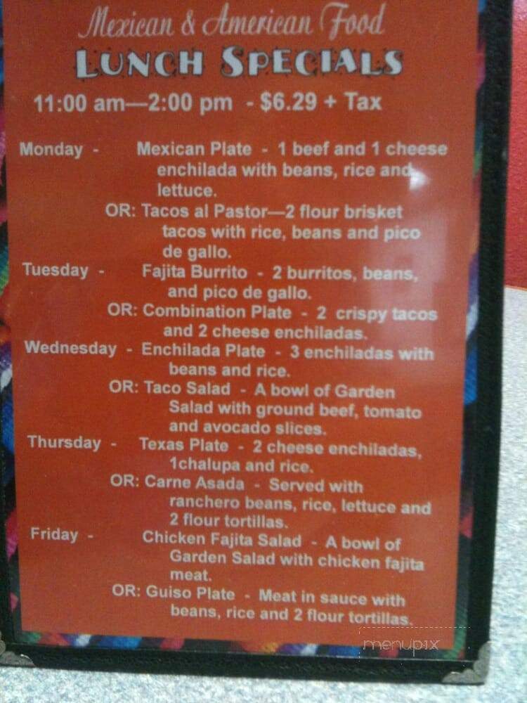 Hidalgo's Cafe - Coleman, TX menu_pic