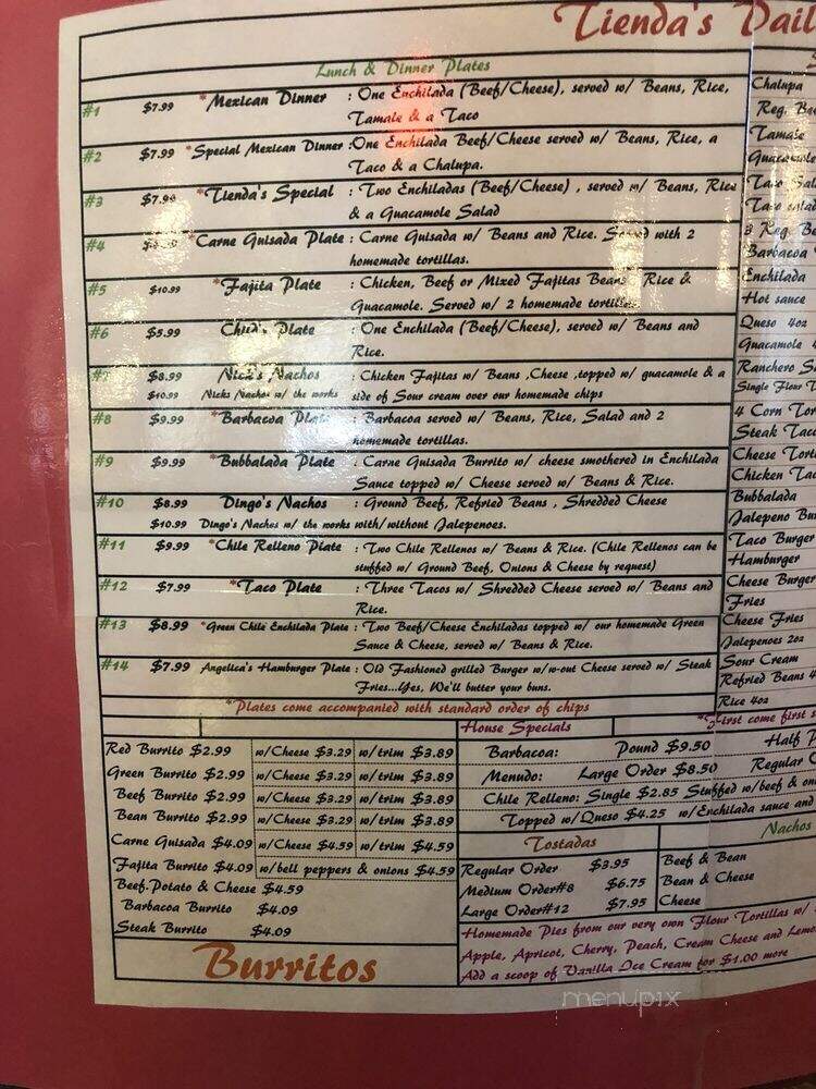 Tienda's Tortilla Factory - Levelland, TX menu_pic