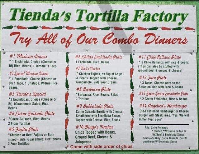 Tienda's Tortilla Factory - Levelland, TX menu_pic