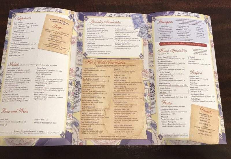Henri's Cafe - Oxnard, CA menu_pic